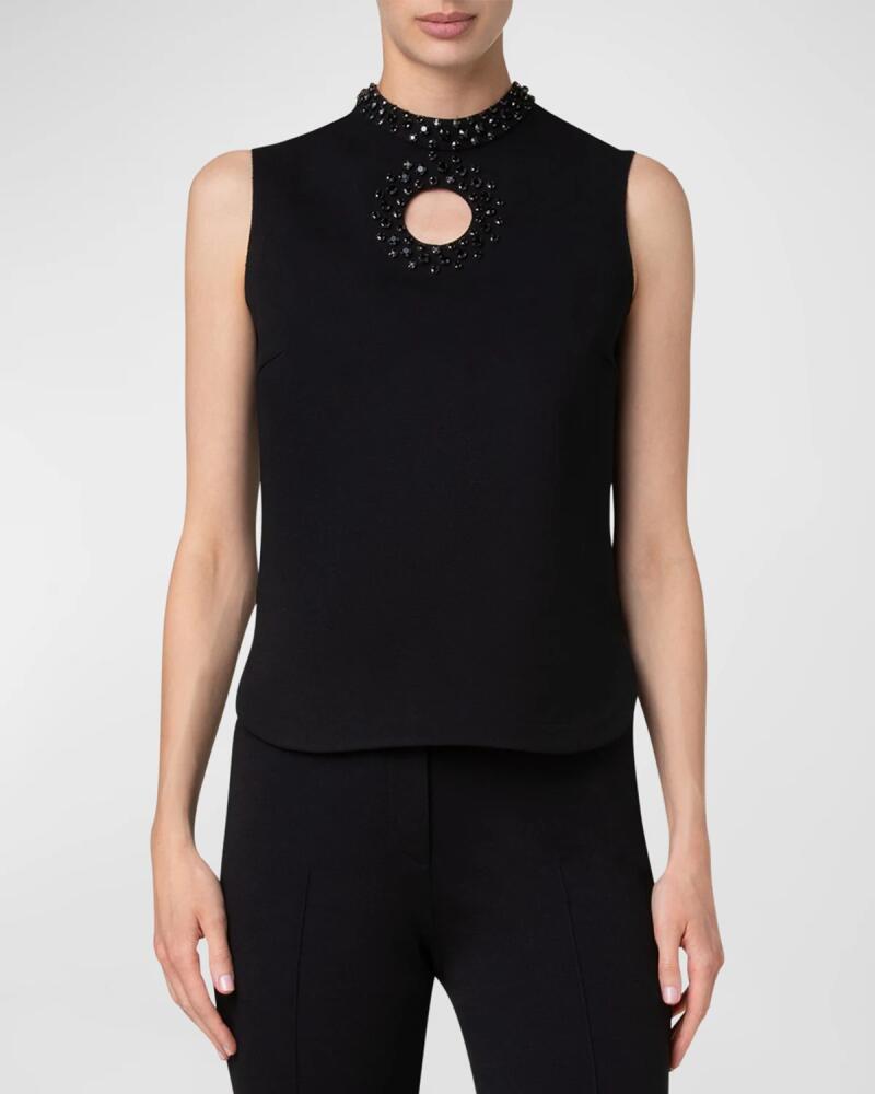 Akris punto Crystal Cutout Sleeveless Jersey Top Cover