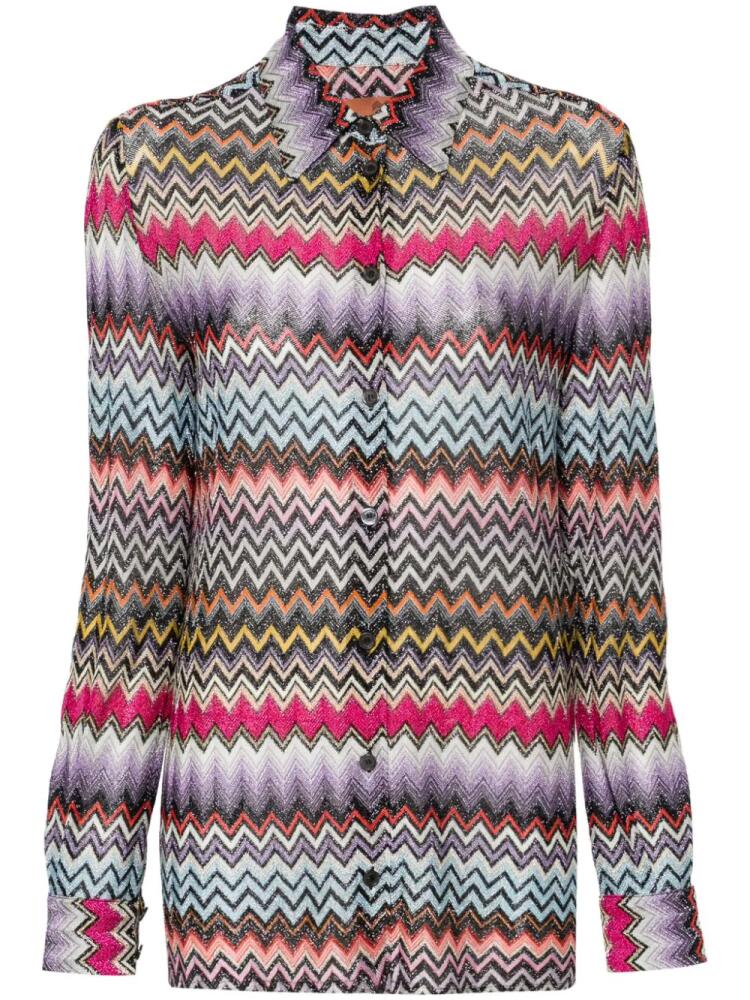 Missoni long-sleeve zigzag-knit shirt - Black Cover