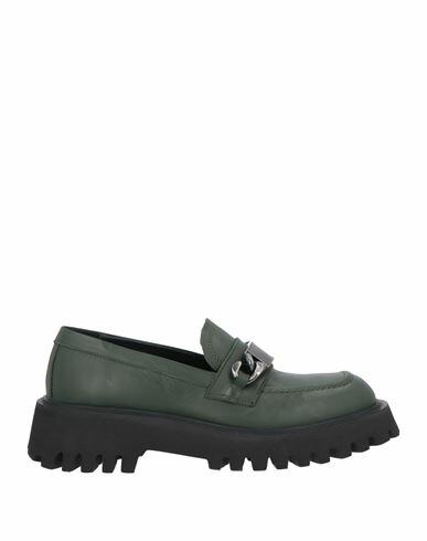 Elvio Zanon Woman Loafers Military green Leather Cover