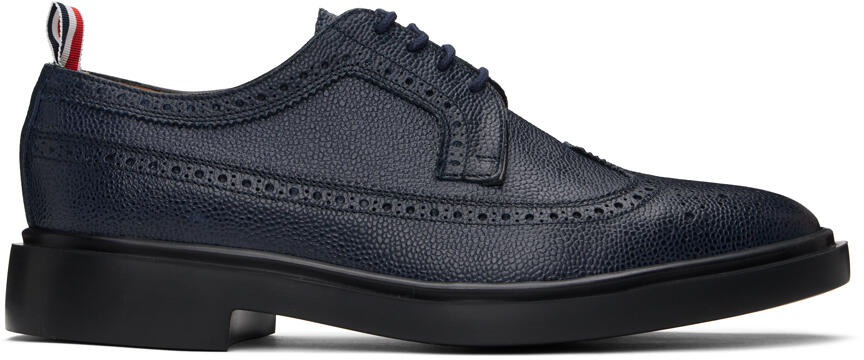 Thom Browne Navy Rubber Sole Longwing Brogues Cover