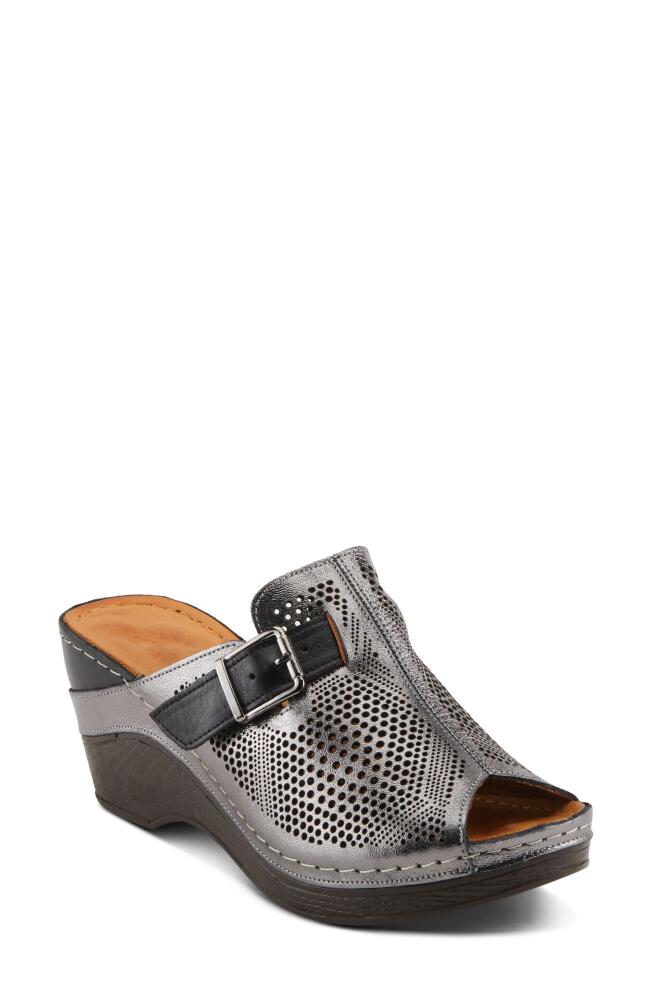 Spring Step Momelle Wedge Slide Sandal in Pewter Multi Cover