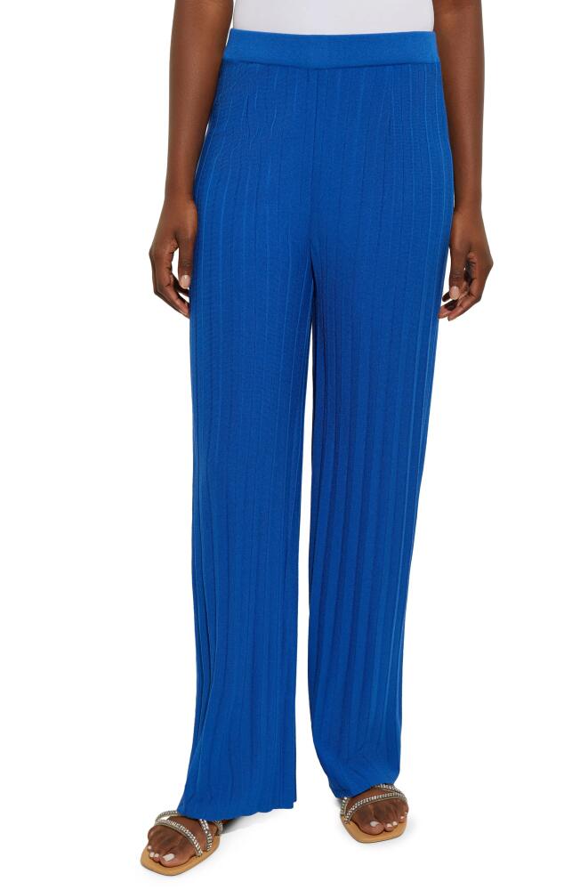 Misook Rib Wide Leg Pants in Lyons Blue Cover