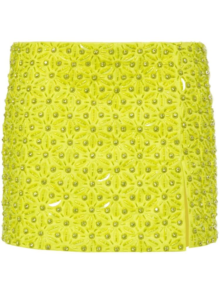 DES PHEMMES bead floral-embroidered mini skirt - Green Cover