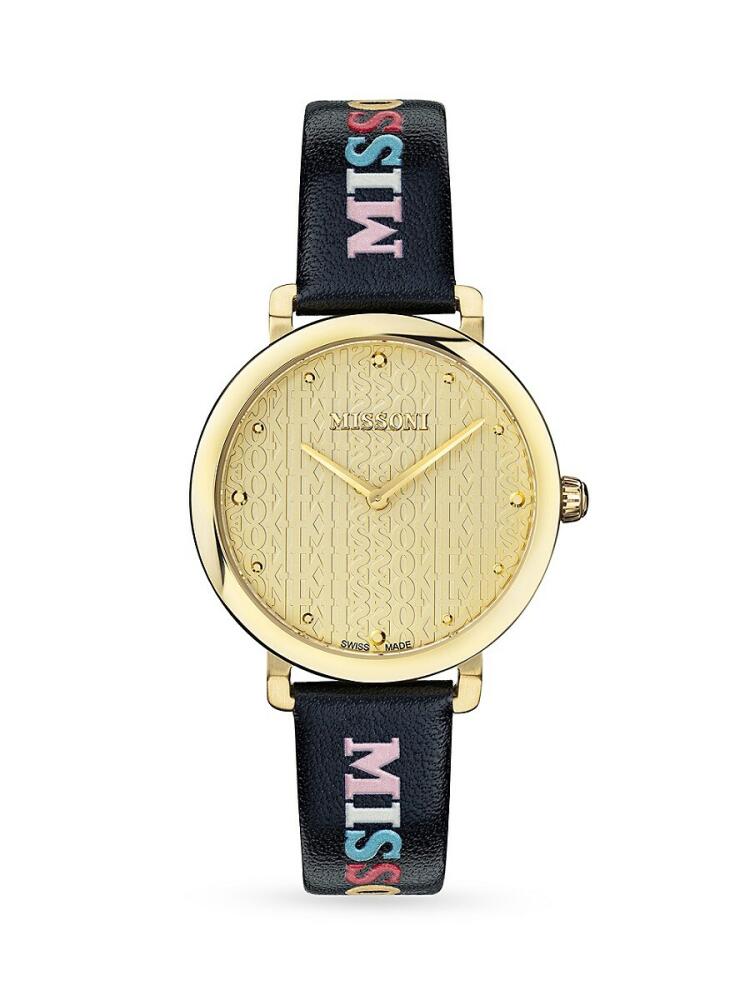 Missoni Champagne & Rainbow Leather Logo Watch Cover