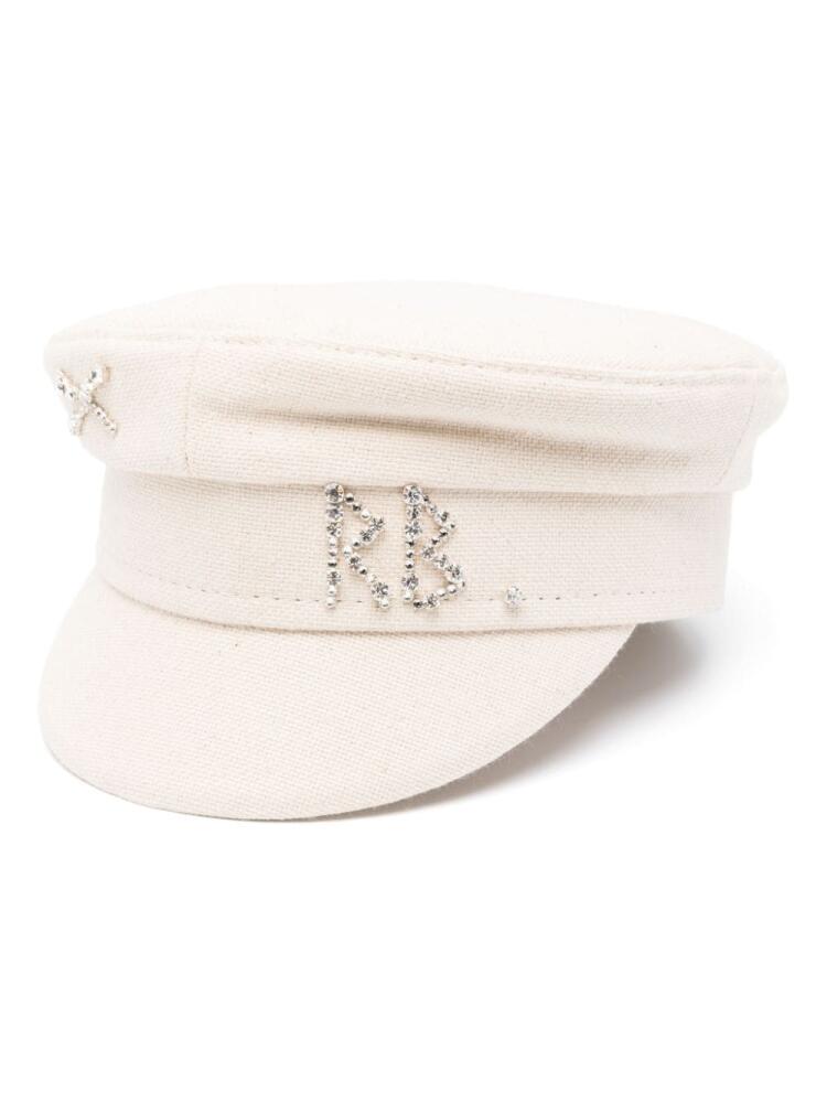 Ruslan Baginskiy crystal-embellished baker boy cap - Neutrals Cover