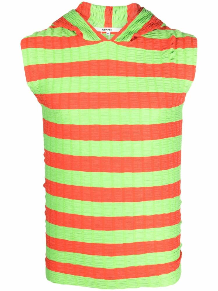 Sunnei striped sleeveless hoodie - Orange Cover