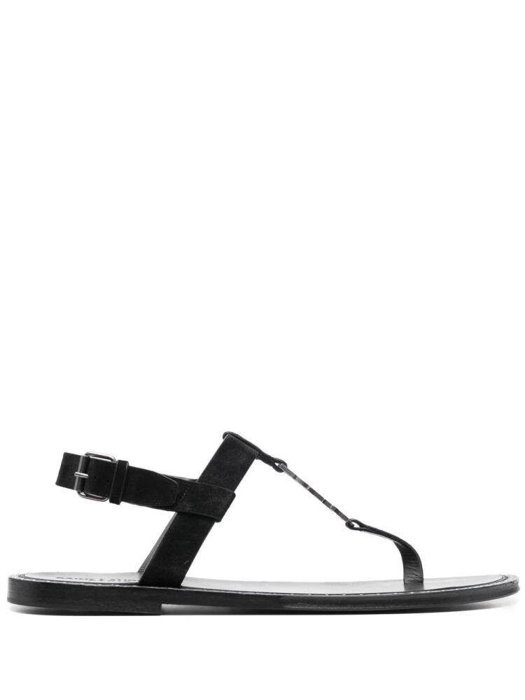 Saint Laurent Cassandra logo plaque flat sandals - Black Cover