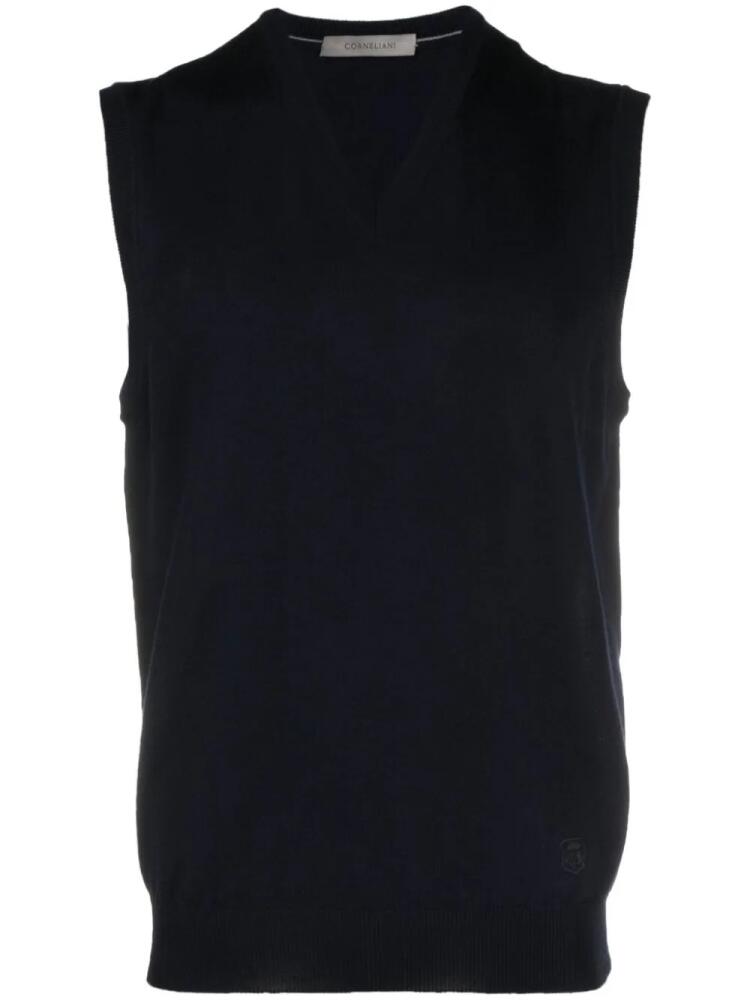 Corneliani logo-embroidered fine-knit vest - Blue Cover