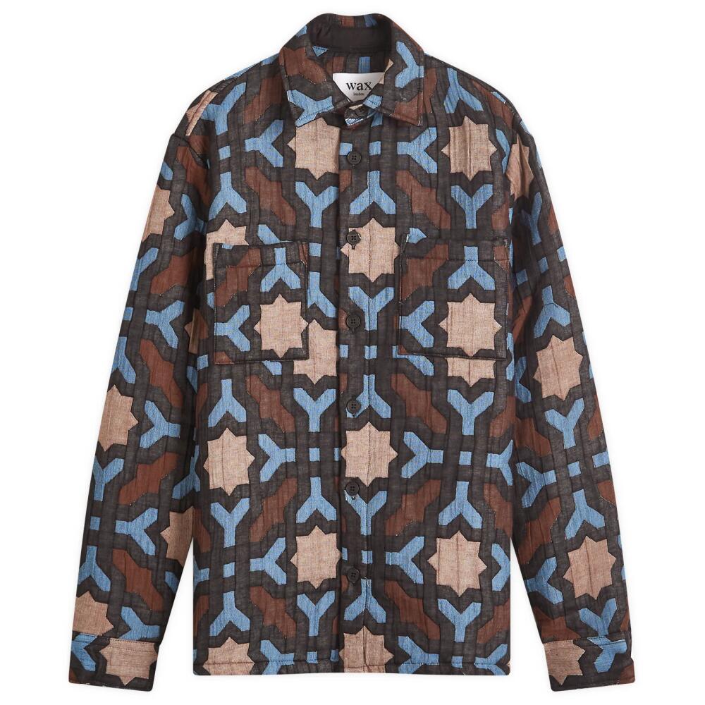 Wax London Men's Otto Giant Geo Overshirt in Black/Blue Cover