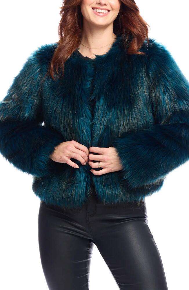 DONNA SALYERS FABULOUS FURS Happy Hour Faux Fur Jacket in Ocean Cover