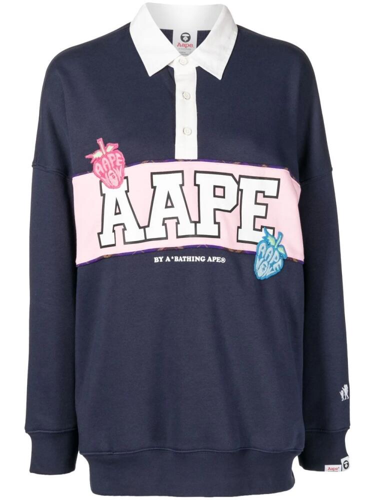 AAPE BY *A BATHING APE® logo-print polo sweatshirt - Blue Cover