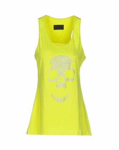 Philipp Plein Woman Tank top Acid green Cotton Cover