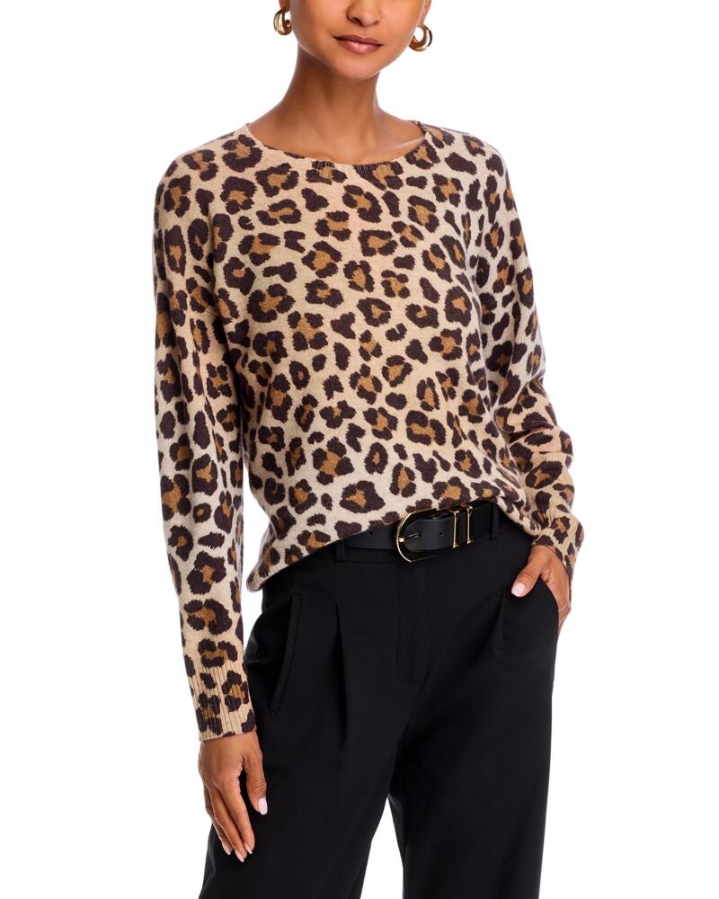 C by Bloomingdale's Cashmere Leopard Crewneck Sweater - Exclusive Cover