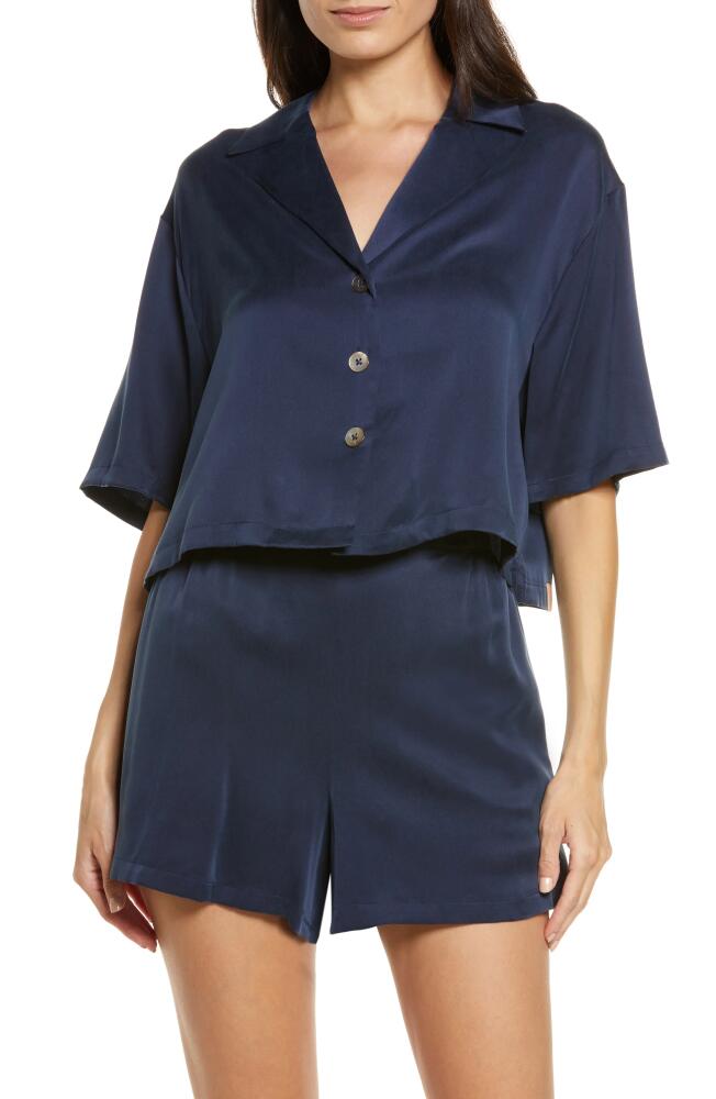 Lunya Washable Silk Button-Up Short Pajamas in Deep Blue Cover