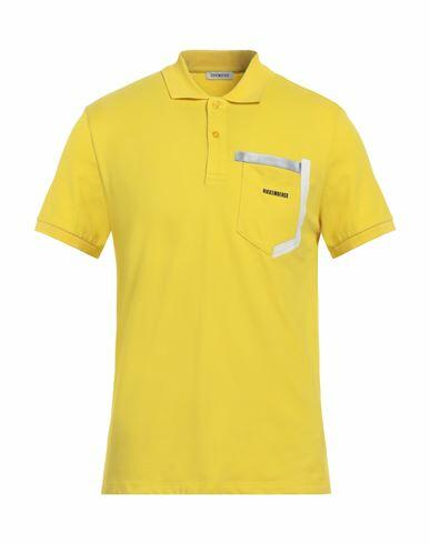 Bikkembergs Man Polo shirt Yellow Cotton, Elastane Cover