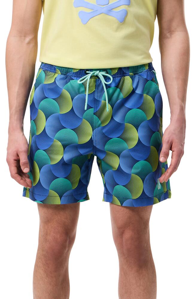 Psycho Bunny Stafford Print Swim Trunks in Beach Glass Cover