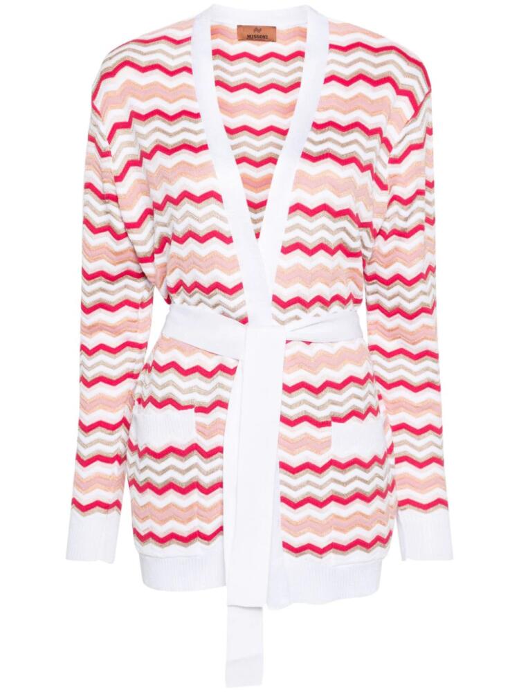 Missoni zigzag chevron-knit cardicoat - White Cover