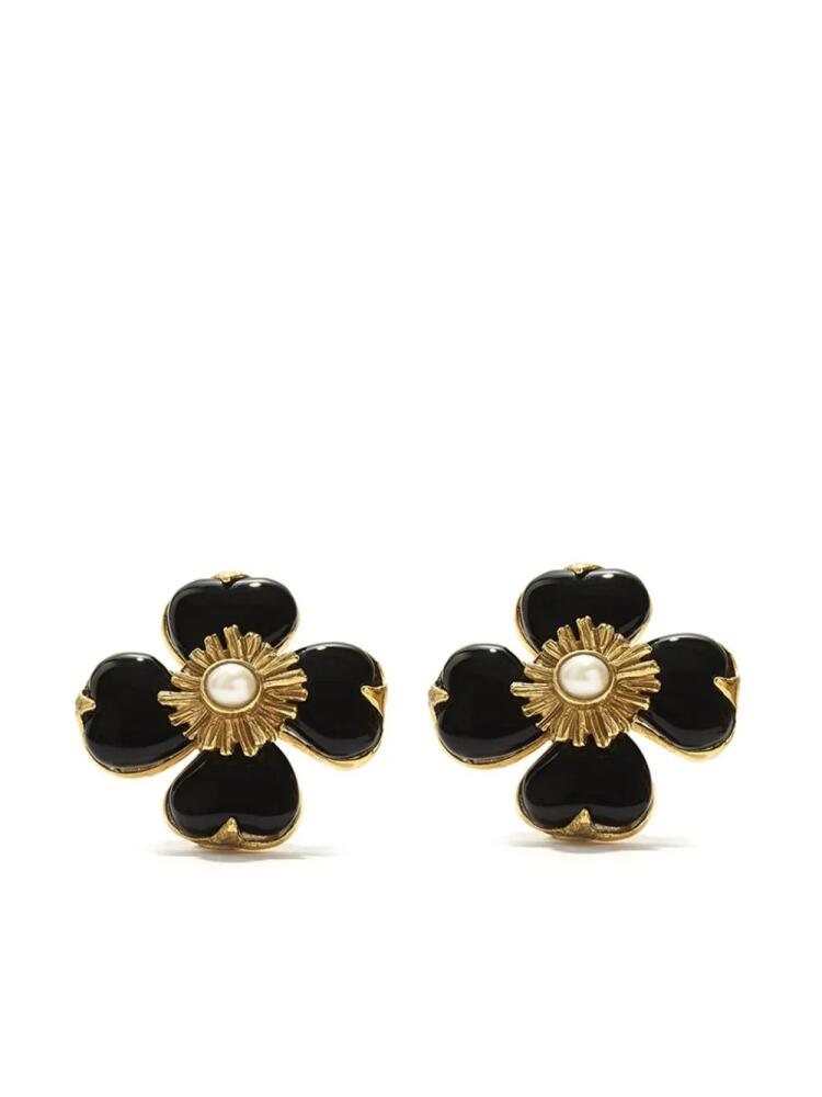 Goossens flower-motif clip-on earrings - Black Cover