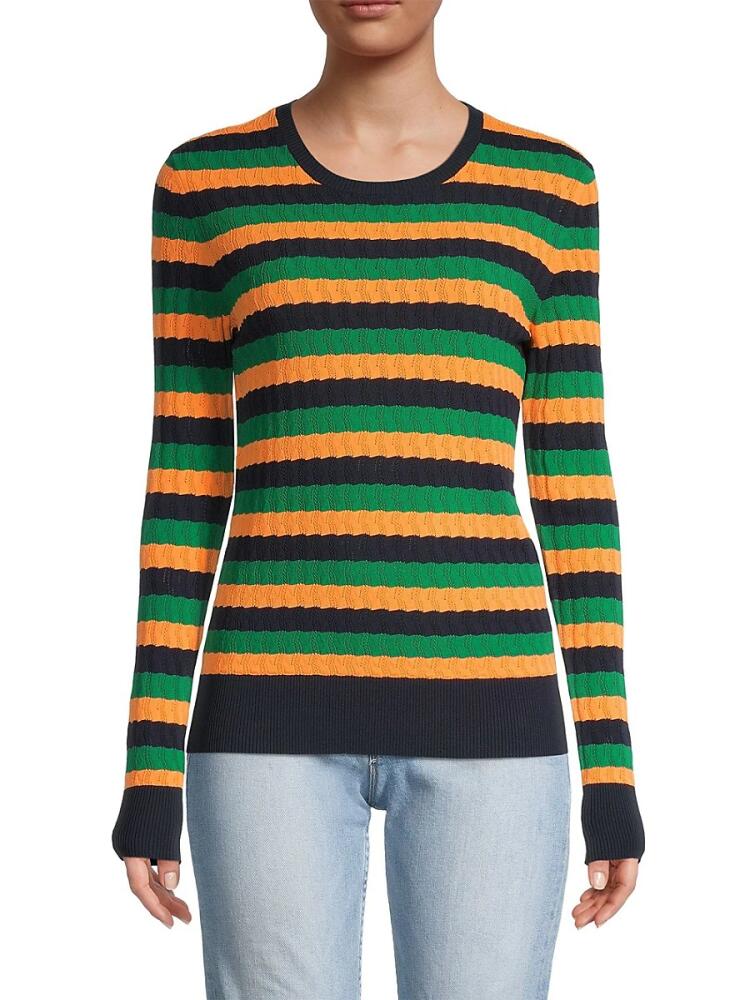 Jason Wu Women's Striped Crewneck Sweater - Clover Multi Cover