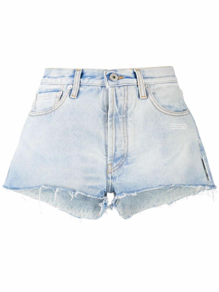 Off-White frayed-edge denim shorts - Blue Cover