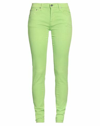 Polo Ralph Lauren Woman Jeans Acid green Cotton, Elastane Cover