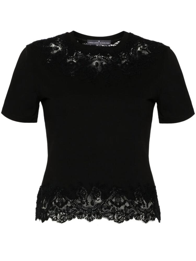 Ermanno Scervino lace-panels T-shirt - Black Cover