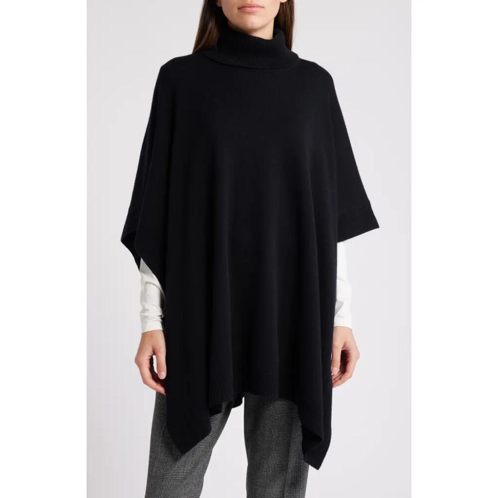 BOSS Lalola Wool & Cashmere Turtleneck Poncho in Black Cover