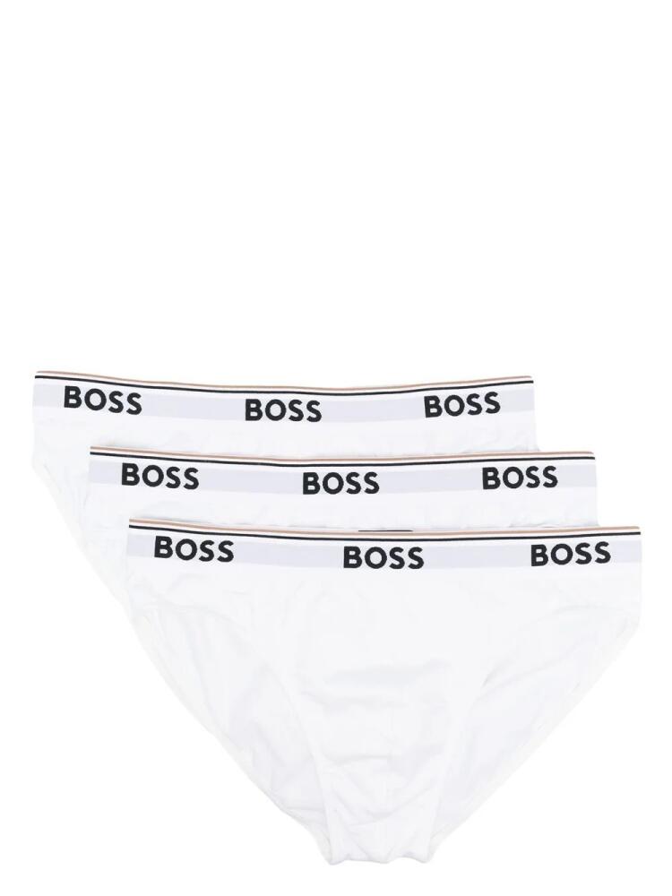 BOSS logo-waistband briefs set of 3 - White Cover