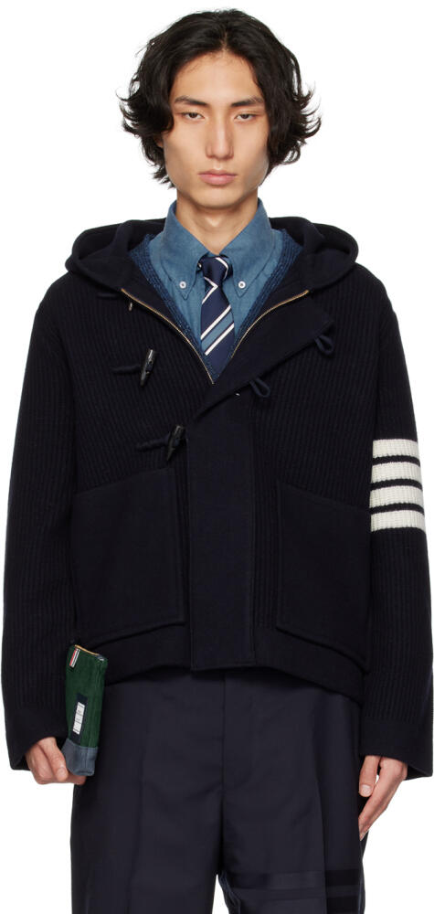 Thom Browne Navy 4-Bar Duffle Coat Cover