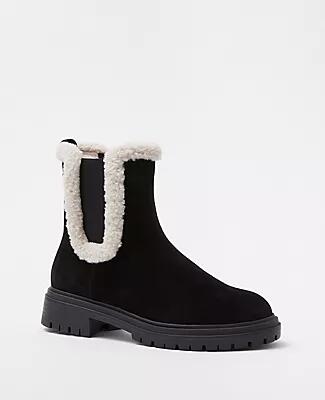 Ann Taylor Shearling Lug Sole Booties Cover