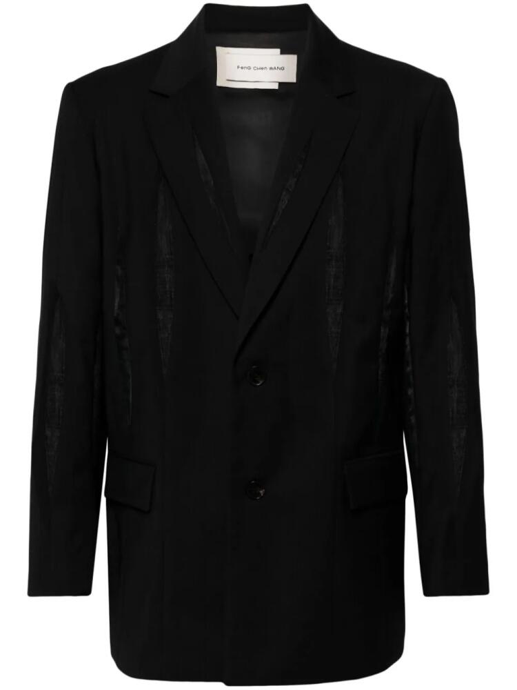 Feng Chen Wang mesh-panelled wool blazer - Black Cover