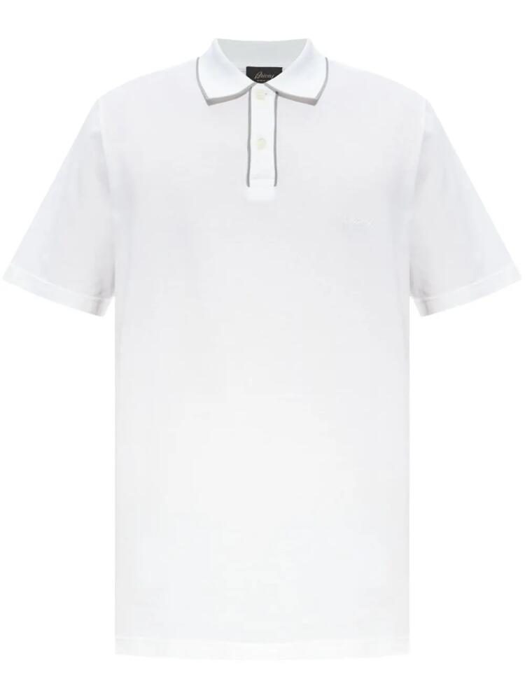 Brioni cotton-piqué logo polo shirt - White Cover