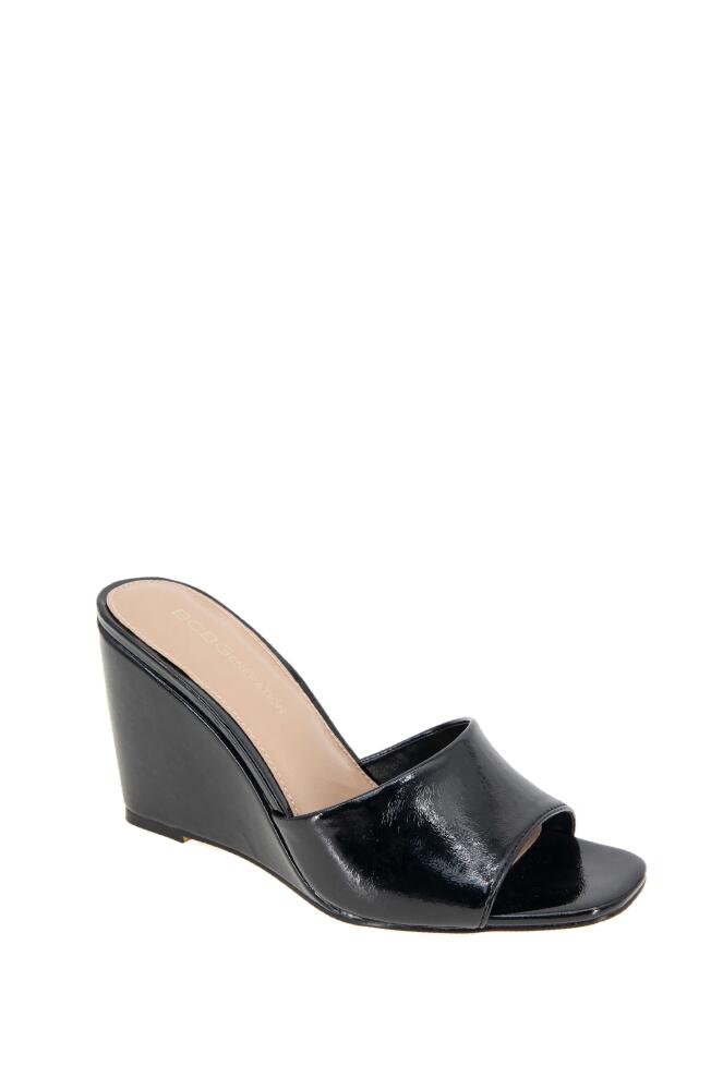 bcbg Giani Wedge Slide Sandal in Black Patent Cover