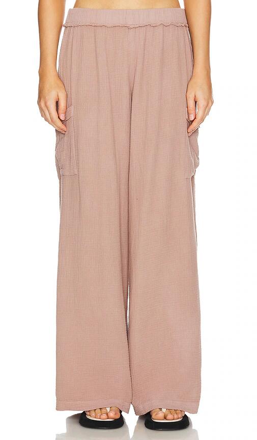 MONROW Gauze Wide Leg Cargo in Beige Cover