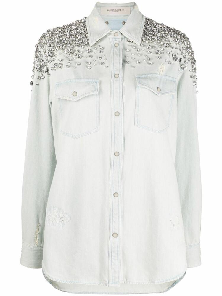 Golden Goose crystal-embellished denim shirt - Blue Cover