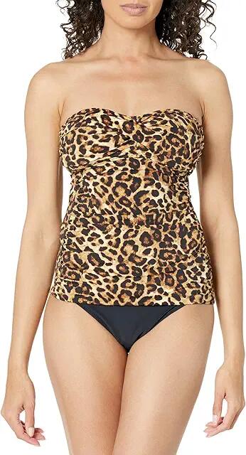 Lauren Ralph Lauren Leopard Twist Tubini Top (Brown) Women's Swimwear Cover