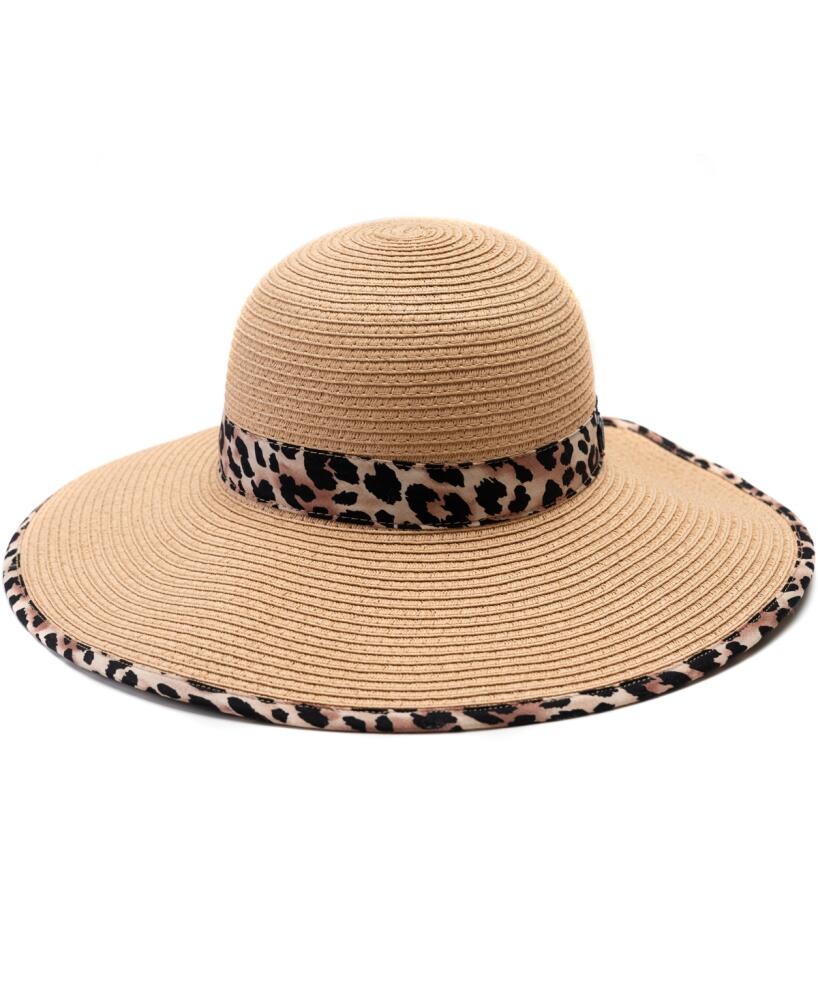 Vince Camuto Floppy Framer Hat with Ribbon Trim - Leopard Cover