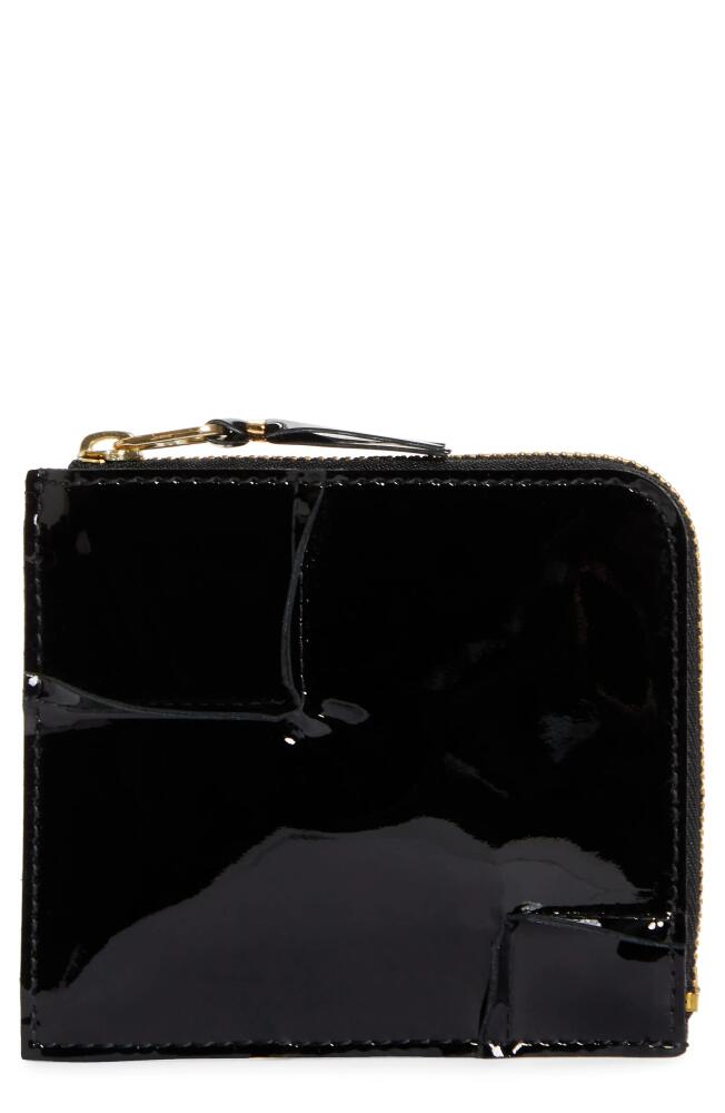 Comme des Garçons Wallets Patent Leather Half Zip Wallet in Black Cover