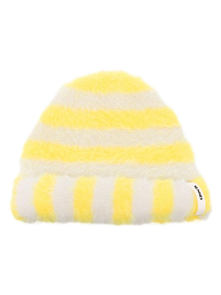 Sunnei brushed-effect striped beanie - Yellow Cover