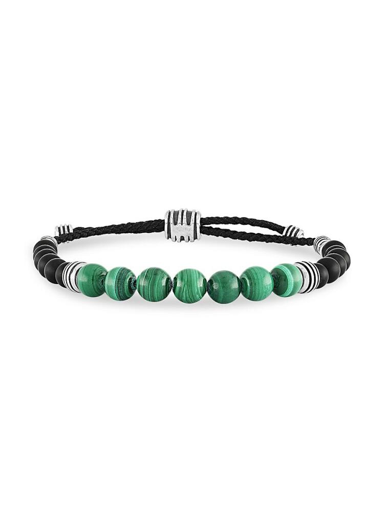 Esquire Men's Sterling Silver, Nylon, Malachite & Onyx Beaded Bracelet Cover