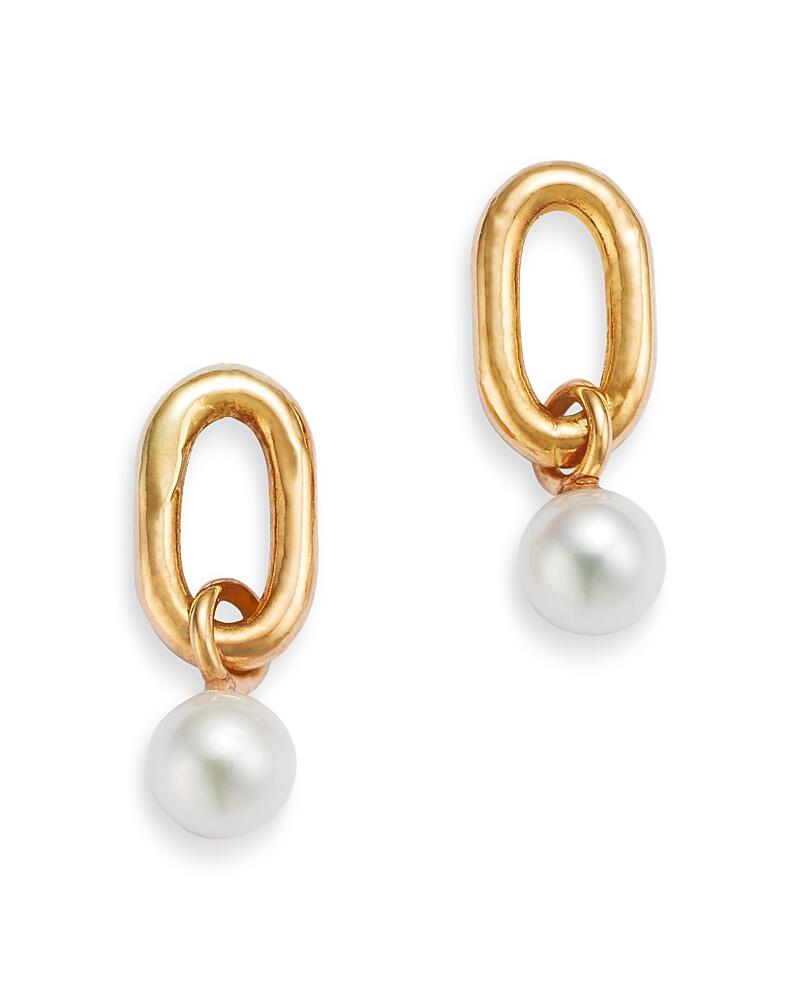 Zoe Chicco 14K Yellow Gold Single Xxl Square Oval Link & Pearl Drop Earrings Cover