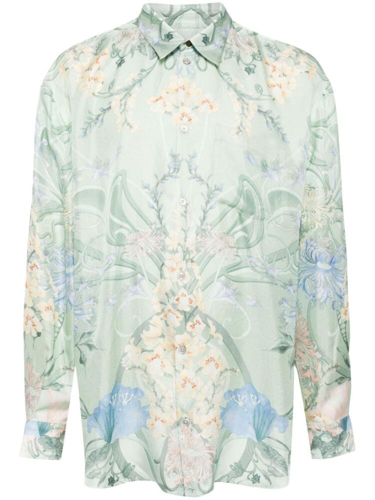 Camilla floral-print silk shirt - Green Cover