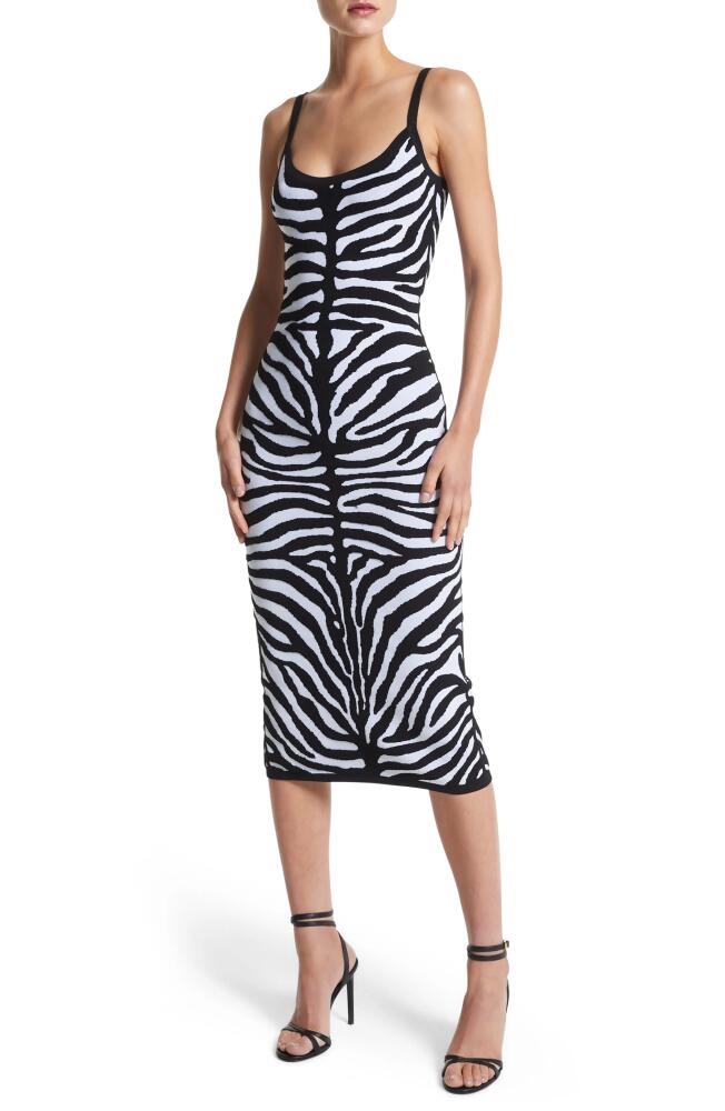 Michael Kors Collection Zebra Jacquard Sheath Sweater Dress in 062 Black/White Cover