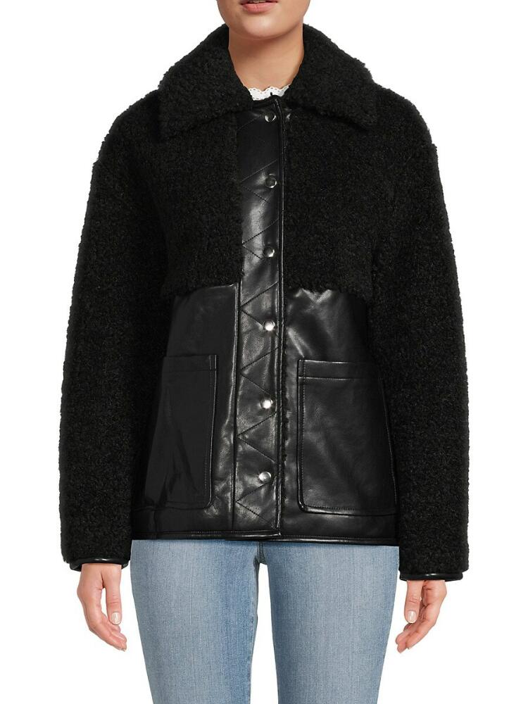 Bagatelle Women's Faux Leather & Faux Fur Jacket - Black Cover