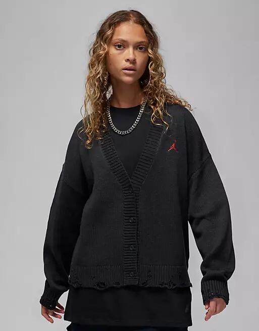 Jordan logo knit cardigan in black Cover