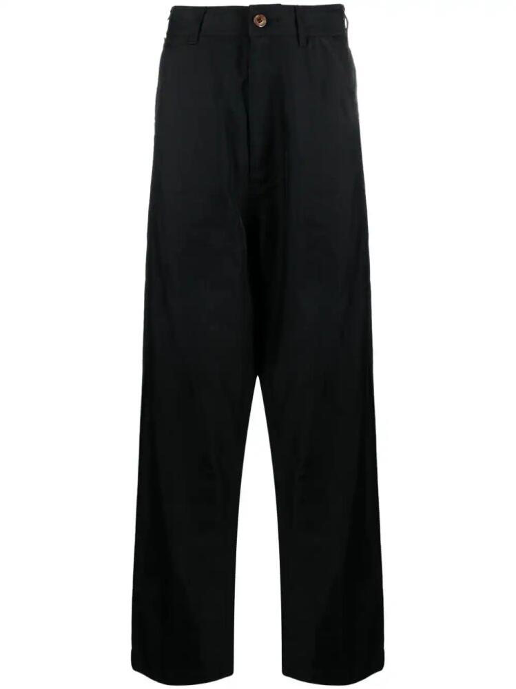 Black Comme Des Garçons high-waisted twill drop-crotch trousers Cover