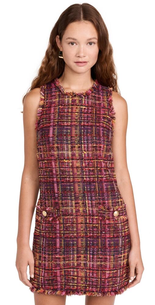 L'AGENCE Florian Tweed Shift Dress Red/Pink Multi Tweed Cover