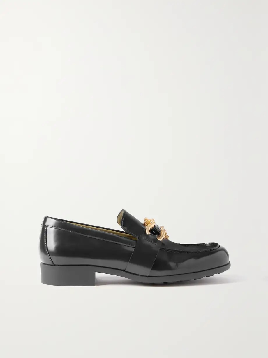 Bottega Veneta - Embellished Patent-leather Loafers - Black Cover