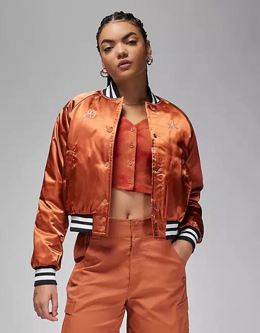 Jordan Varsity bomber jacket in peach-Copper Cover