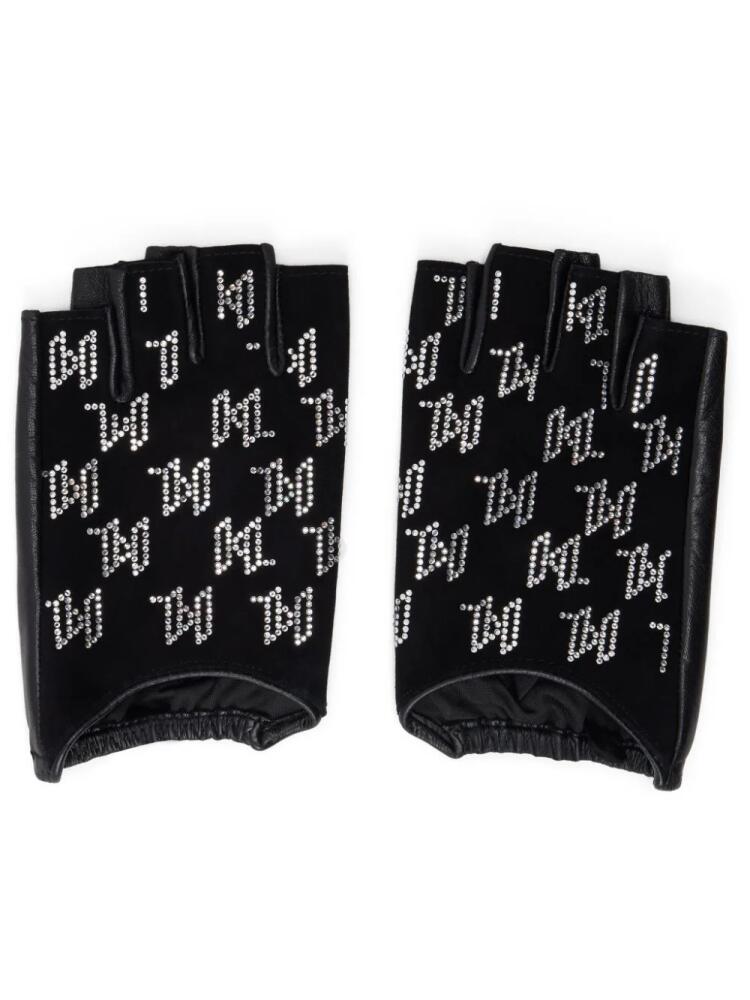 Karl Lagerfeld K/Monogram rhinestone-embellished gloves - Black Cover